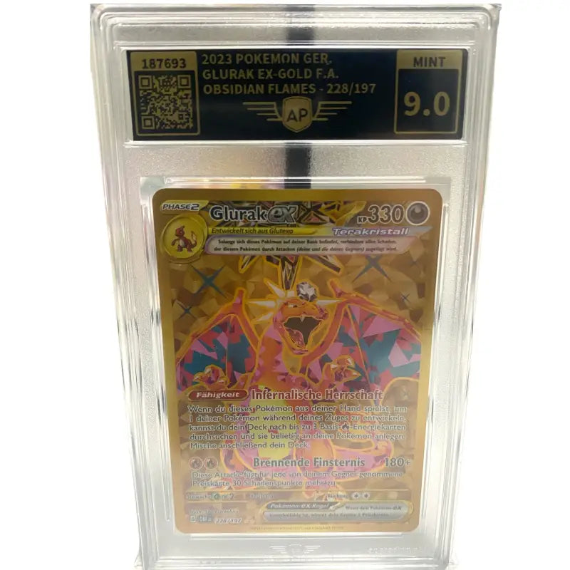 Goldene Pokemon Karte | Glurak ex 🔥| 9.0 Mint AP Grading