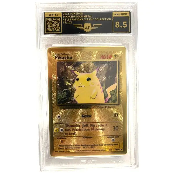 Goldene Pokemon Karte Pikachu Gold Metall 58/102 ENGLISCH!