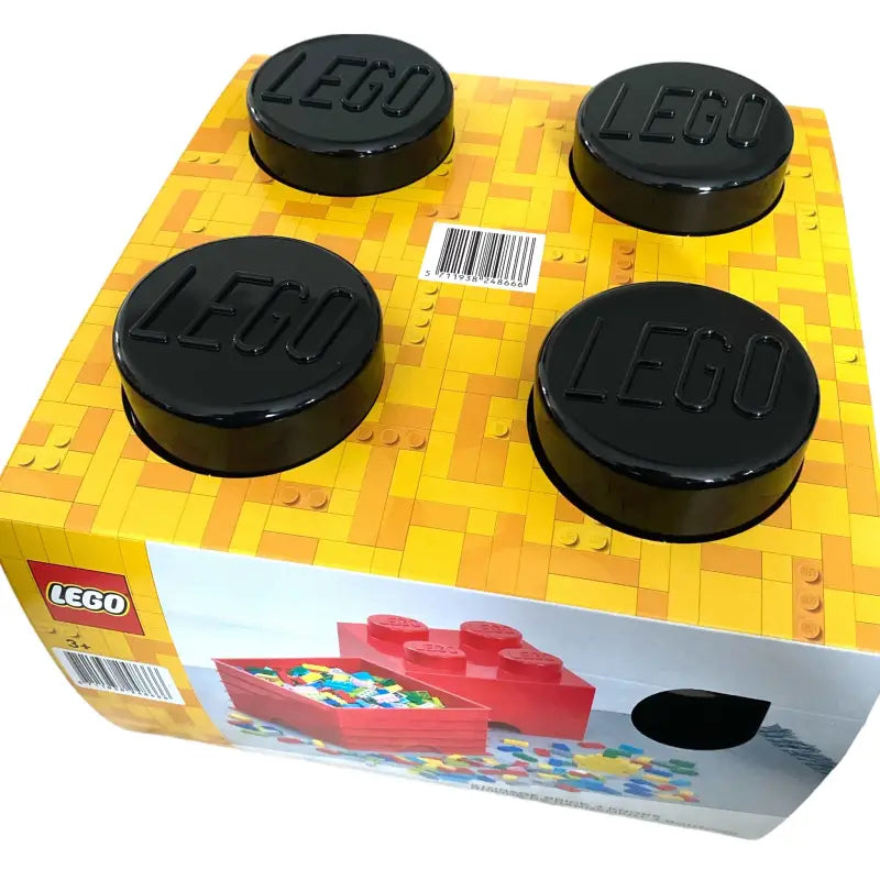 Lego Stein Aufbewahrungsbox mit 4 Noppen in Schwarz.